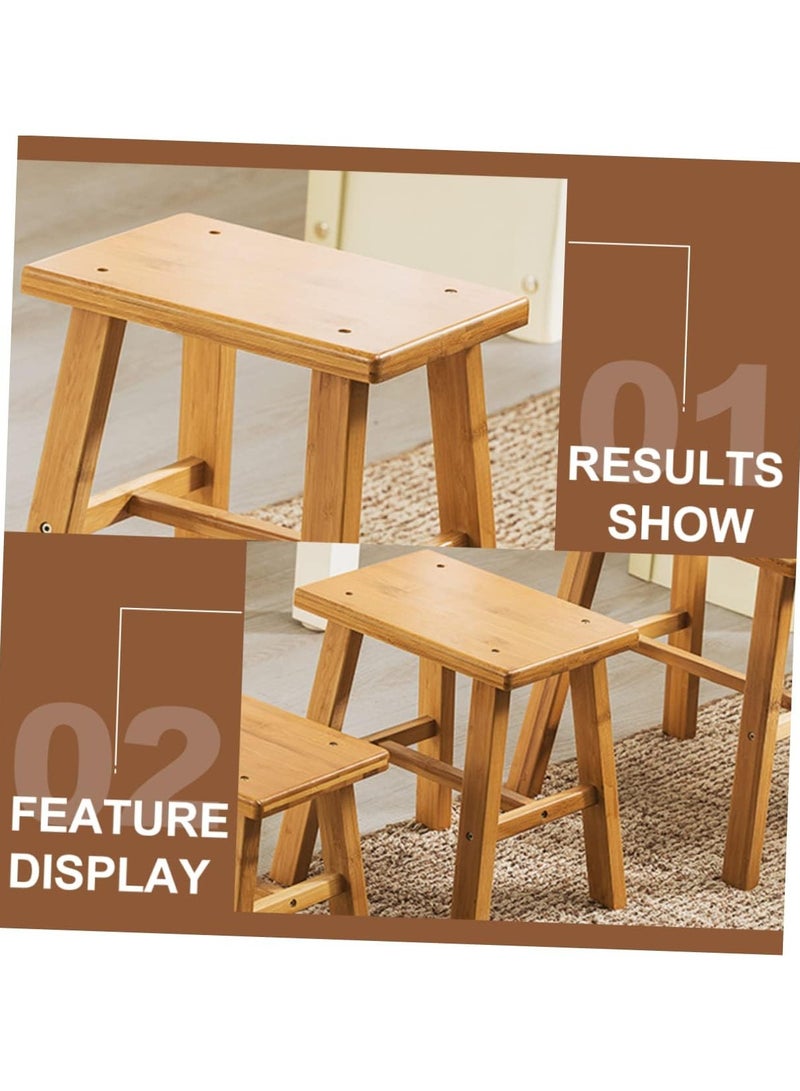 Beauenty Wooden Step Stool Small Bamboo Stool for Kids Adults Wooden Bench Shoe Change Stool Fishing Stool for Bathroom, Kitchen, Bedroom - Image 5