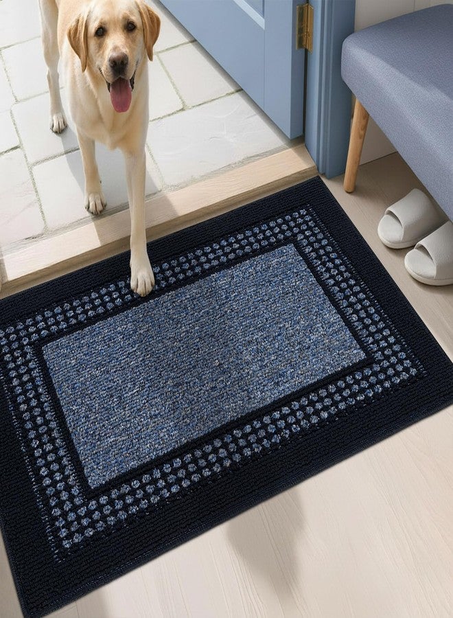 hicorfe سجادة باب هيكورف ديرت ترابر، مقاس 24 × 35 بوصة، ظهر مانع للانزلاق، سجادة باب داخلية قابلة للغسل، سجادة ترحيبية، سجادة أرضية منخفضة الارتفاع مقاومة للبقع وماصة للماء للمدخل، لون أزرق - Image 1