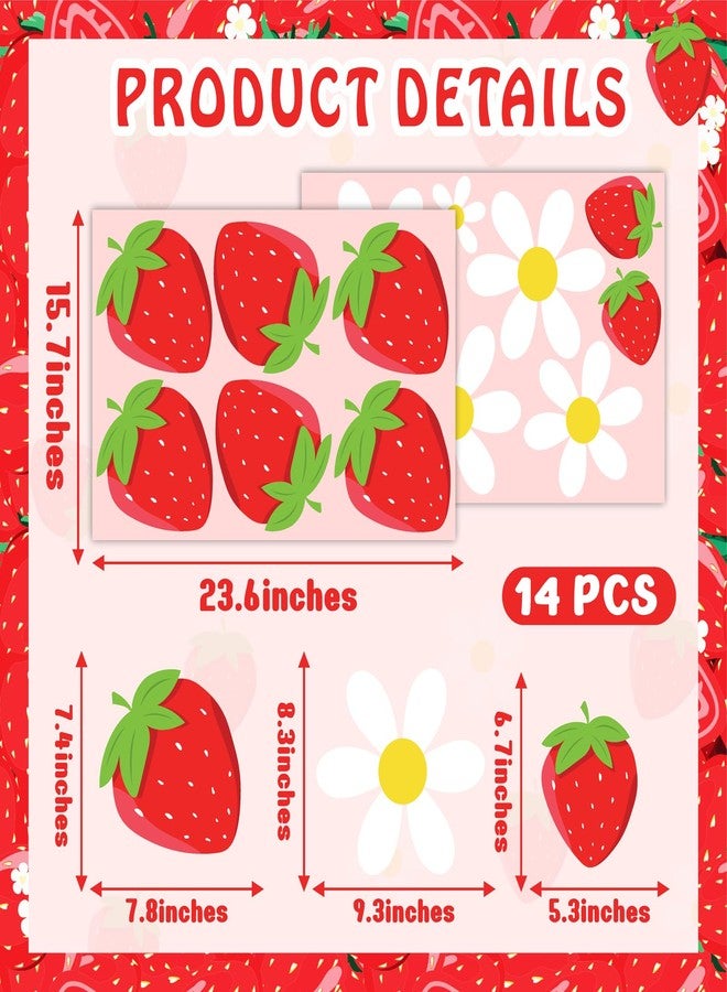 kokolap Large Strawberry Stickers for Balloon Arch Strawberries Party Signs Vinyl Decals for Backdrop Kitchen Fruit Wall Stickers Daisy Flowers Berry First Party Supplies Baby Shower Girls Birthday Decoration - Image 4