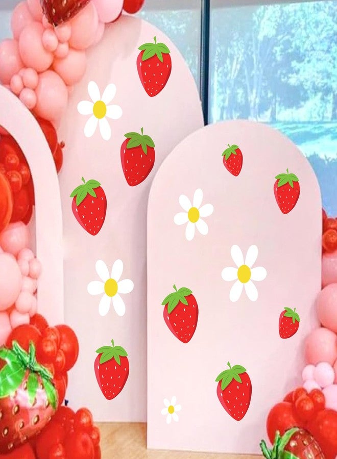kokolap Large Strawberry Stickers for Balloon Arch Strawberries Party Signs Vinyl Decals for Backdrop Kitchen Fruit Wall Stickers Daisy Flowers Berry First Party Supplies Baby Shower Girls Birthday Decoration - Image 2