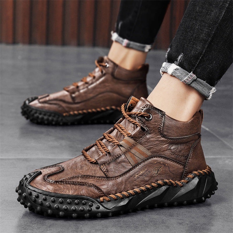 Men's Casual Martin Boots, Mid-Top, Warm Lined, Large Size - Image 3