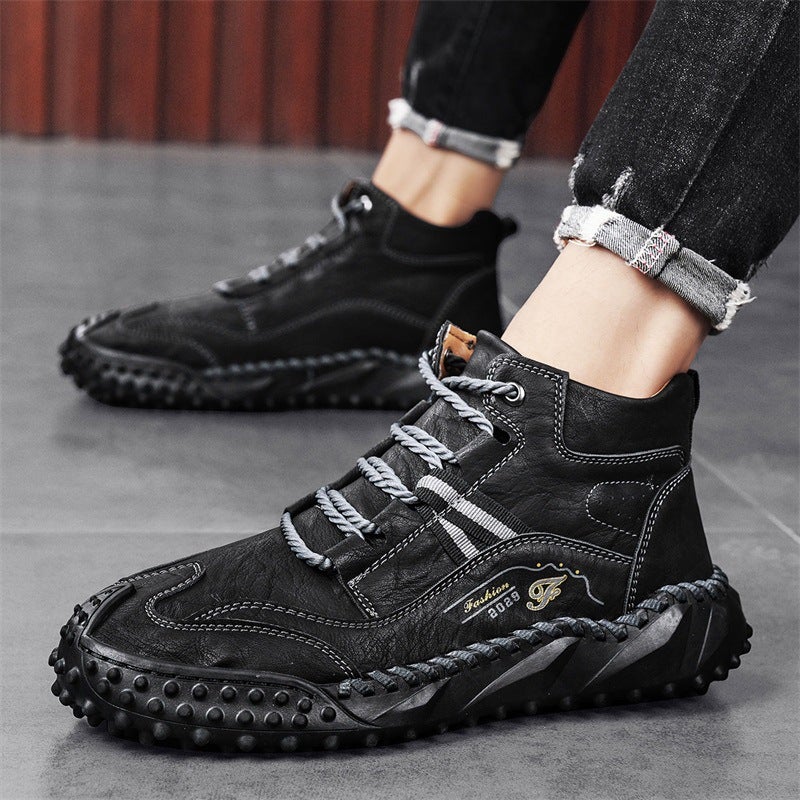 Men's Casual Martin Boots, Mid-Top, Warm Lined, Large Size - Image 2