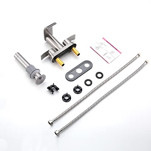 Ultimate Unicorn Waterfall Bathroom Sink Faucet Brushed Nickel, Two Handles Bathroom Faucet with Metal Pop up Sink Drain Stopper, Two Or 3 Holes Bathroom Basin Mixer Tap, Patent No. : US D983,326 S - Image 5