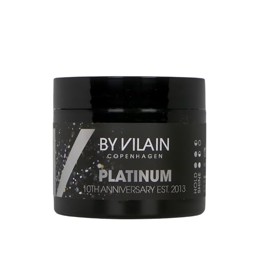 By Vilain Platinum Hair Wax | Super Strong Hold Natural Looking Finish Slick Back Adds Fullness & Texture All Day Style Control, Medium Shine Woody Scent, Argan Oil 10th Anniversary Denmark 2.2oz - Image 1