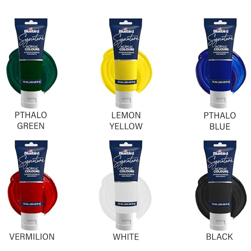 BLUEBIRD Signature Acrylic Paint Set, Primary Colors, 6-Pack 2.5 Fl Oz Each, Professional Acrylic Paints For Professionals, Adults, & Artists - Image 2