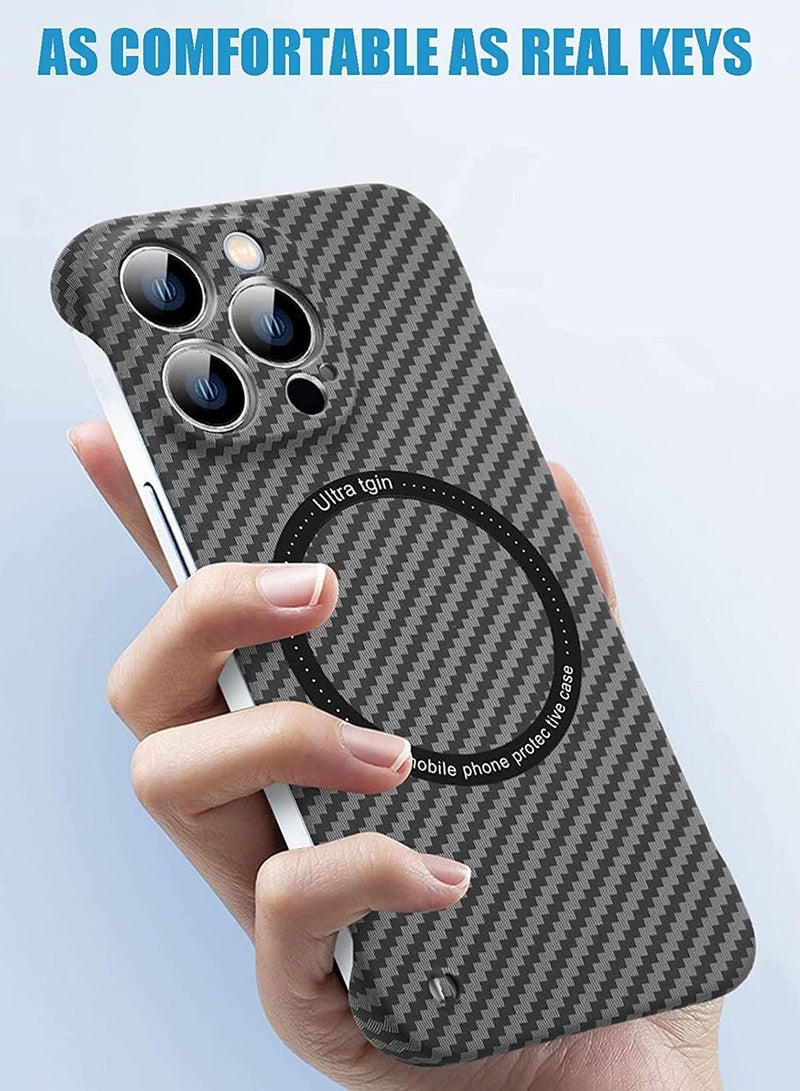 Aookay Case for iPhone 16 Pro Max, Carbon Fiber Texture Compatible with Magsafe, Ultra Thin Mil-Grade Drop Protection Borderless Rigid Phone Protective Case (Green) - Image 2