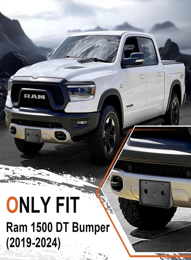 GZSH Front License Plate Frame for Ram 1500 D2019 2020 2021 2022 2023 2024 Licence Plate Holder fits Perfectly with Curvature of Front Bumper Ram License Plate Frame Replace OE CH1068151 68274215AE - Image 3