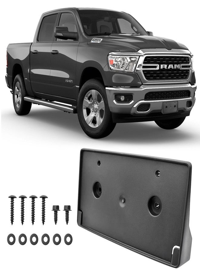 GZSH Front License Plate Frame for Ram 1500 D2019 2020 2021 2022 2023 2024 Licence Plate Holder fits Perfectly with Curvature of Front Bumper Ram License Plate Frame Replace OE CH1068151 68274215AE - Image 1