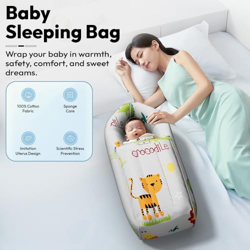 StarAndDaisy 3 in 1 Baby Sleeping Bag for New Born/Baby Bedding Set for New Born/Soft and Comfortable Baby Bed for 0-12 Months/Washable & Foldable Cotton Design (Animal Print) - Image 2