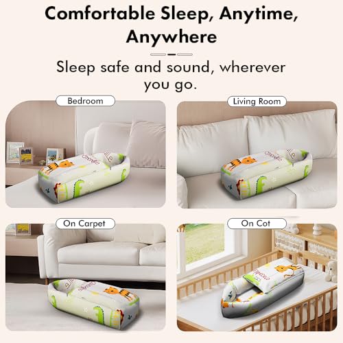StarAndDaisy 3 in 1 Baby Sleeping Bag for New Born/Baby Bedding Set for New Born/Soft and Comfortable Baby Bed for 0-12 Months/Washable & Foldable Cotton Design (Animal Print) - Image 4