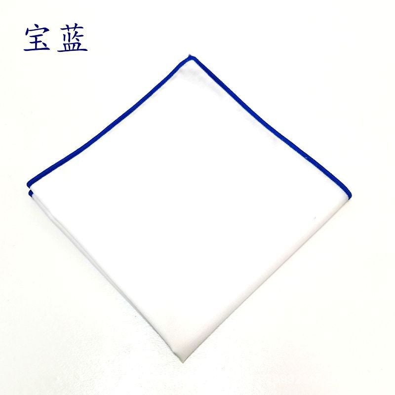 Square Scarf Korean Style Fashionable Cotton Bottom White Colorful Edge Flap Pocket Pants Scarf Business Suit Polyester Cotton Handkerchief Chest Scarf Classy - Image 3