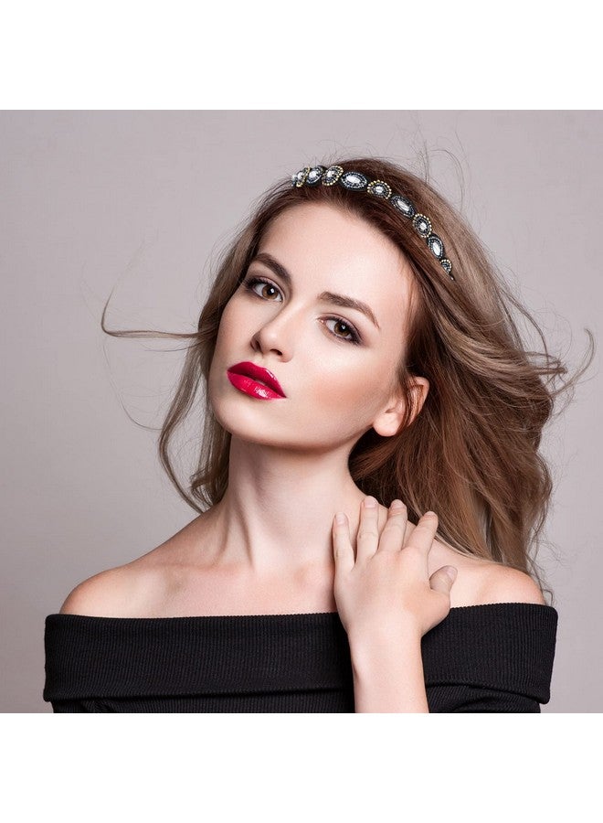 Jutom 6 Pieces Rhinestone Beaded Headbands Elastic Rhinestone Headbands Vintage Crystal Beaded Stretchy Hairbands Jewelry Hair Accessories For Women And Girls - Image 4