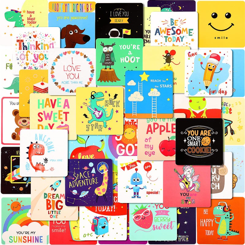 Teling Teling 120 Pieces Lunch Box Notes for Kids Cute Lunchbox Notes for Kindergartners Inspirational and Motivational Notebook Kids Back to School Gifts60 Style 