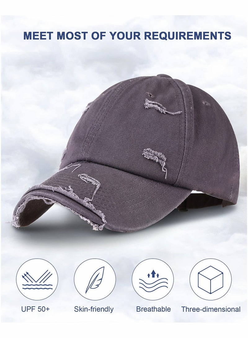 Excefore Blue Vintage Distressed Hat Washed Baseball Cap Adjustable Cotton Dad Hat for Men Women  - Image 4