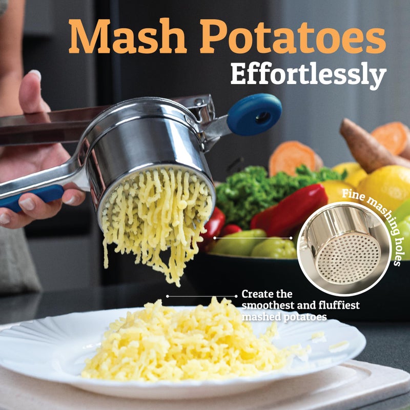 Priority Chef PriorityChef Large 15oz Potato Ricer With 3 Discs, Heavy Duty Stainless Steel Potato Ricer for Mashed Potatoes, Potato Masher, Press and Ricer Kitchen Tool, Blue - Image 2