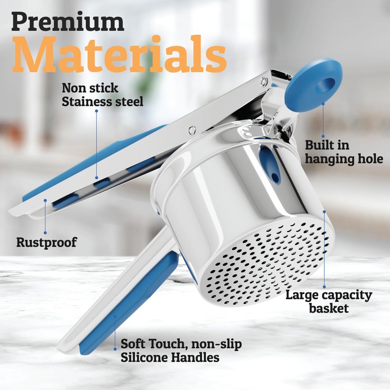Priority Chef PriorityChef Large 15oz Potato Ricer With 3 Discs, Heavy Duty Stainless Steel Potato Ricer for Mashed Potatoes, Potato Masher, Press and Ricer Kitchen Tool, Blue - Image 4