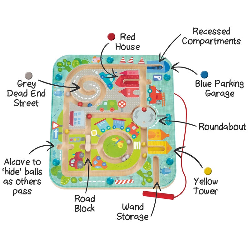 HABA Busy Board for Toddlers 2-4: Town Magnetic Maze Puzzle Game - Toddler Travel Toys for Preschoolers - Image 3
