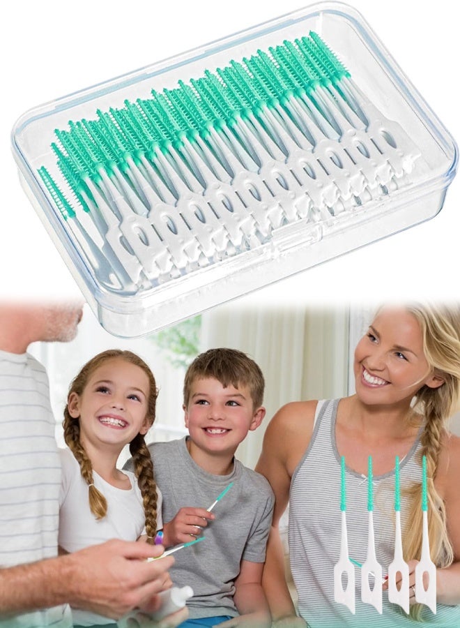 50Pcs Green Silicone Dental Floss Picks Oral Care Tool For Adults Kids - Image 1