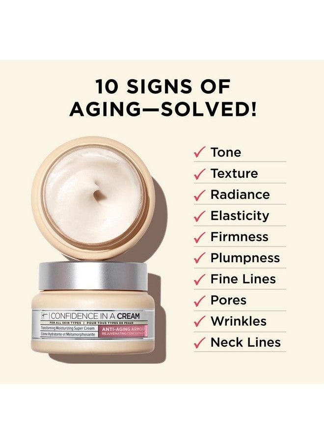 IT COSMETICS - Confidence In A Cream Anti Aging Face Moisturizer Improved Formula Reverses 10 Signs Of Aging Skin In 2 Weeks 48Hr Hydration With Hyaluronic Acid Niacinamide + Peptides 2 Fl Oz - Image 1