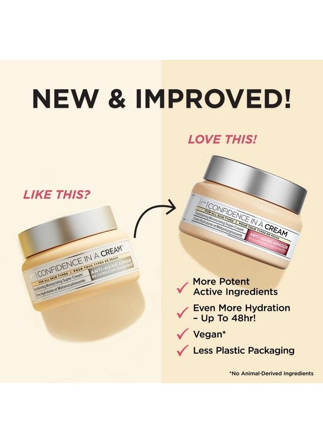IT COSMETICS - Confidence In A Cream Anti Aging Face Moisturizer Improved Formula Reverses 10 Signs Of Aging Skin In 2 Weeks 48Hr Hydration With Hyaluronic Acid Niacinamide + Peptides 2 Fl Oz - Image 1