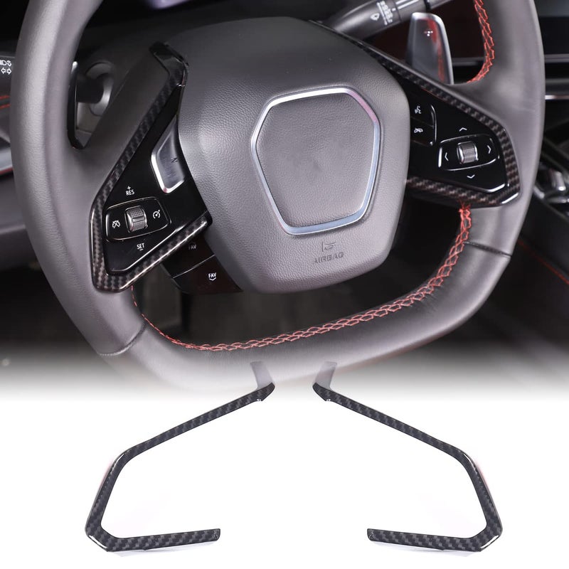 Steering Wheel Button Cover Compatible with Chevrolet Corvette C8 20202023 Steering Wheel Frame Trim Car Steering Wheel Panel Protection Frame Molding Sticker ABSCarbon Fiber Pattern