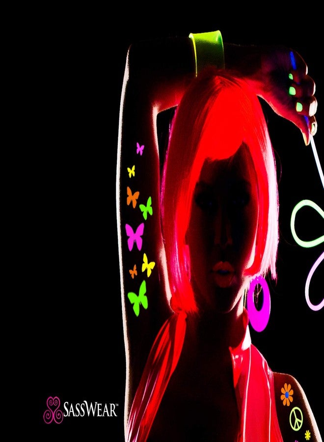 Sasswear Blacklight Body Stickers - Neon Fashion Accessories for Raves, Festivals and Glow Parties, 40/pk (Butterfly) - Image 4