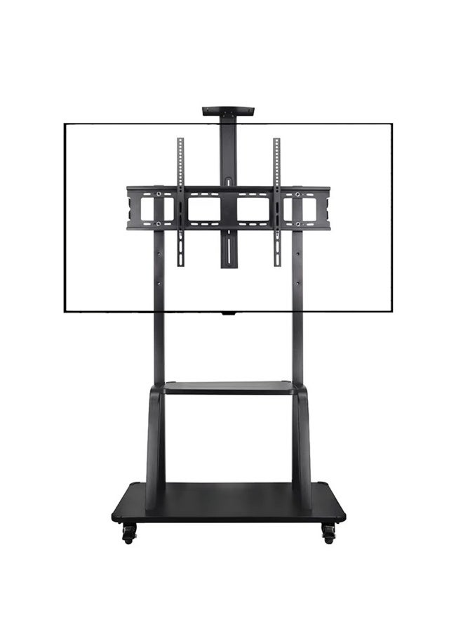 كن واحدًا سلة التلفزيون المتنقلة,الارتفاع قابل للتعديل مع العجلات القابلة للقفل المتداول التلفزيون الوقوف,55 ''-100 '' الطابق التلفزيون جبل الوقوف,2 مستوى AV الرفوف لشاشة LED لوحة مسطحة كبيرة,ماكس VESA 900x600mm,1800 - Image 1