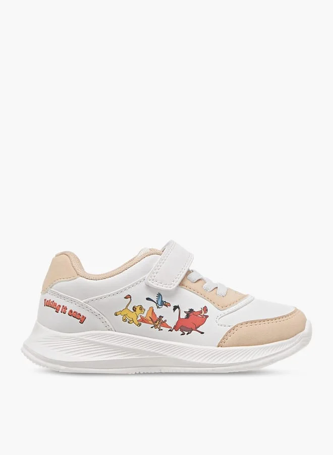 Disney Boys Lion King Print Sneakers with Hook and Loop Closure