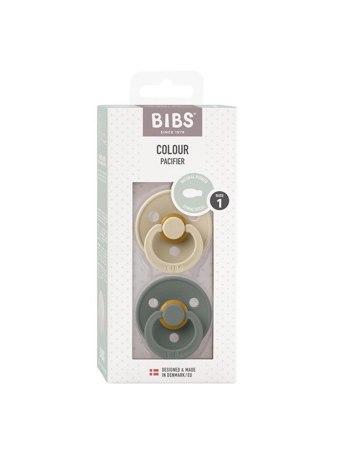 BIBS Pacifiers 0-6 Months | Colour Collection 2-Pack | BPA-Free Symmetrical Natural Rubber Nipple | Made in Denmark | Vanilla/Pine Color Pacifier - Image 3