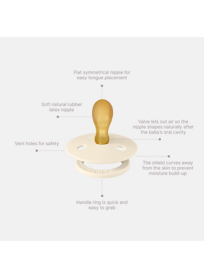 BIBS Pacifiers 0-6 Months | Colour Collection 2-Pack | BPA-Free Symmetrical Natural Rubber Nipple | Made in Denmark | Vanilla/Pine Color Pacifier - Image 2