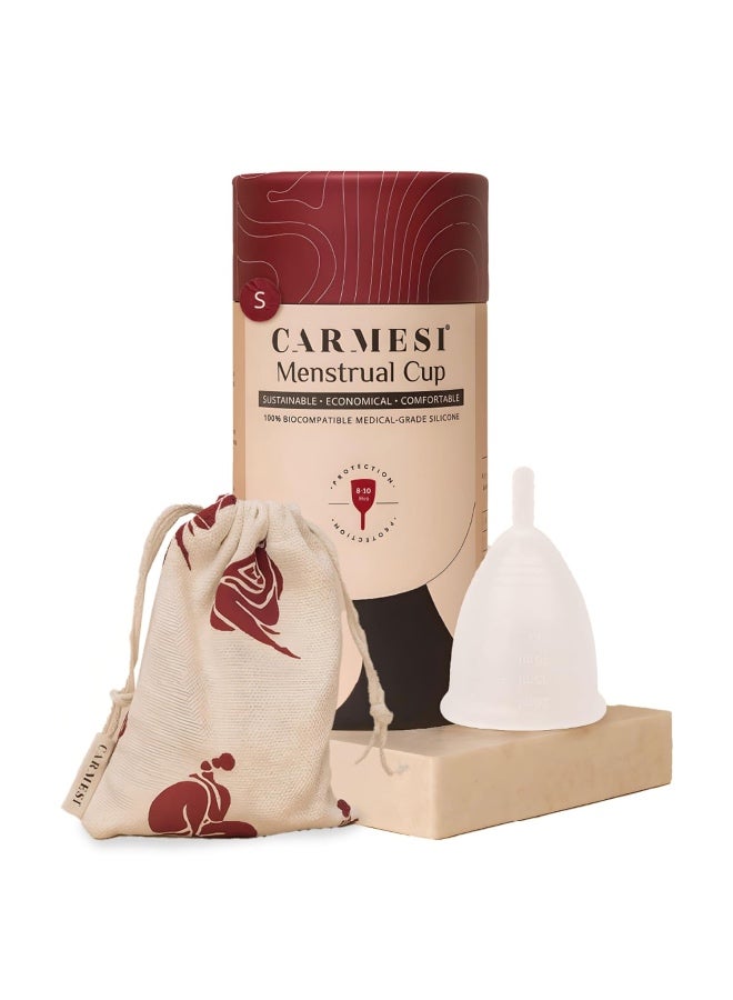 Carmesi Menstrual Cup for Women | Small Size - With Free Pouch | Rash-Free, Itch-Free, Odour-Free | 8-10 Hours of Leaks-Free Comfort | 100% Biocompatible Medical-Grade Silicone Cups - Image 1