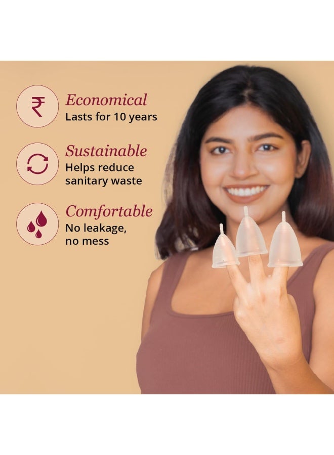 Carmesi Menstrual Cup for Women | Small Size - With Free Pouch | Rash-Free, Itch-Free, Odour-Free | 8-10 Hours of Leaks-Free Comfort | 100% Biocompatible Medical-Grade Silicone Cups - Image 4