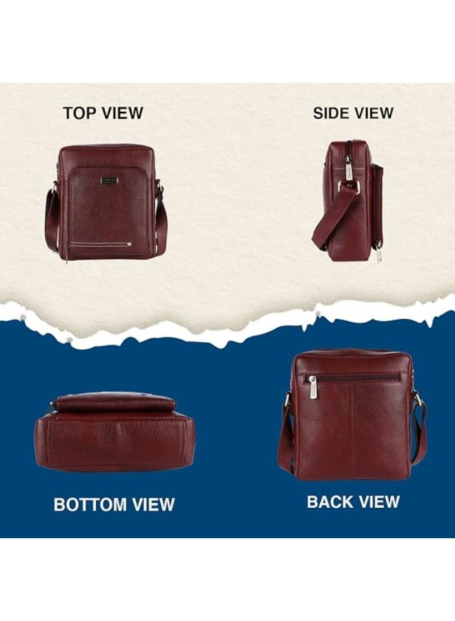 HAMMONDS FLYCATCHER Unisex Genuine Leather Brown Sling Messenger Bag - Image 3