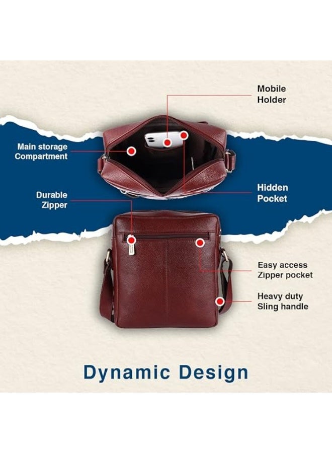 HAMMONDS FLYCATCHER Unisex Genuine Leather Brown Sling Messenger Bag - Image 4