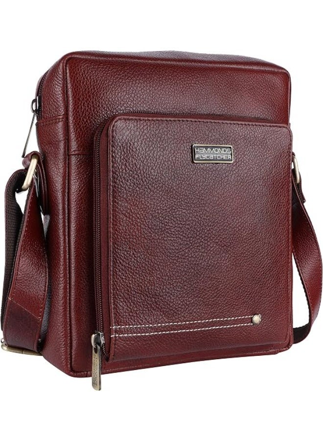 HAMMONDS FLYCATCHER Unisex Genuine Leather Brown Sling Messenger Bag - Image 1