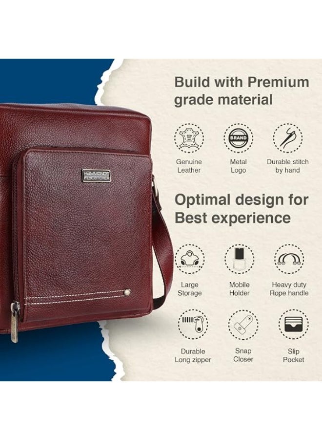 HAMMONDS FLYCATCHER Unisex Genuine Leather Brown Sling Messenger Bag - Image 5