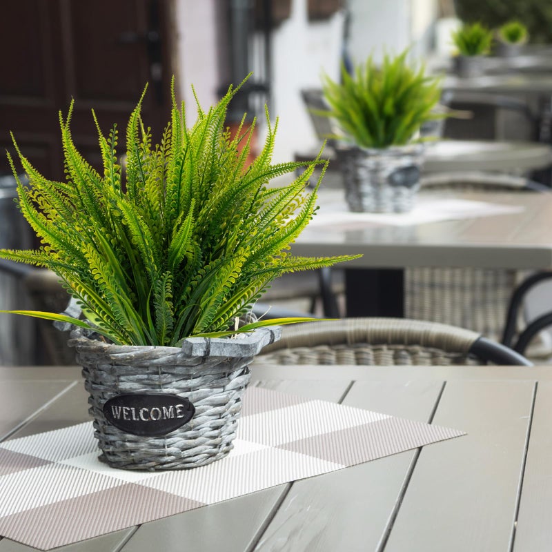 ZEOSTARO 12 Bundles Artificial Plants Outdoor Fake Boston Fern Greenery with Flowers Faux UV Resistant Shrubs Garden Patio Porch Window Box Farmhouse Hanging Decor(Green) - Image 4
