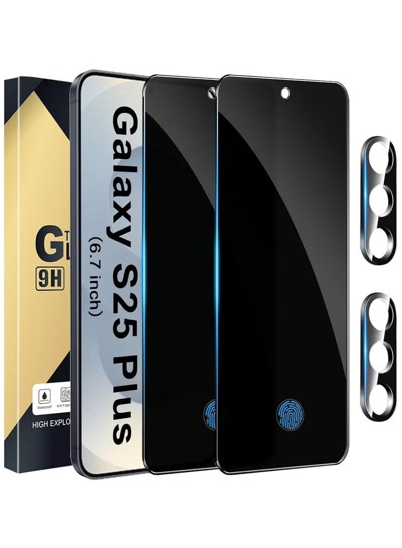 TIGER Galaxy S25 Plus Privacy Screen Protector, 2 Pack Privacy Tempered Film with 2 Pack Camera Lens Tempered Glass, High Clarity, Anti-Spy Protection for Samsung S25 Plus 5G – Scratch-Resistant, Bubble-Free, Full HD Clear Screen Shield - Image 1