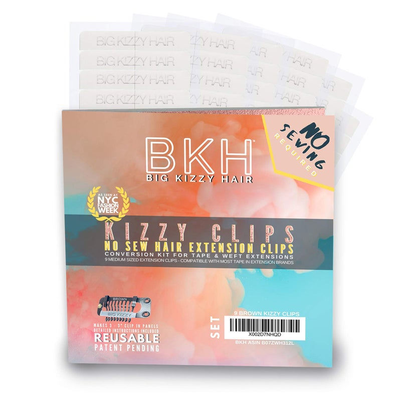 Big Kizzy DIY Clip In Hair Extensions Kit - Convert Tape In Human Hair Extensions into Custom Clip in Set - Snap Clips, No Sewing Required - Kizzy Clips (Brown) by Big Kizzy