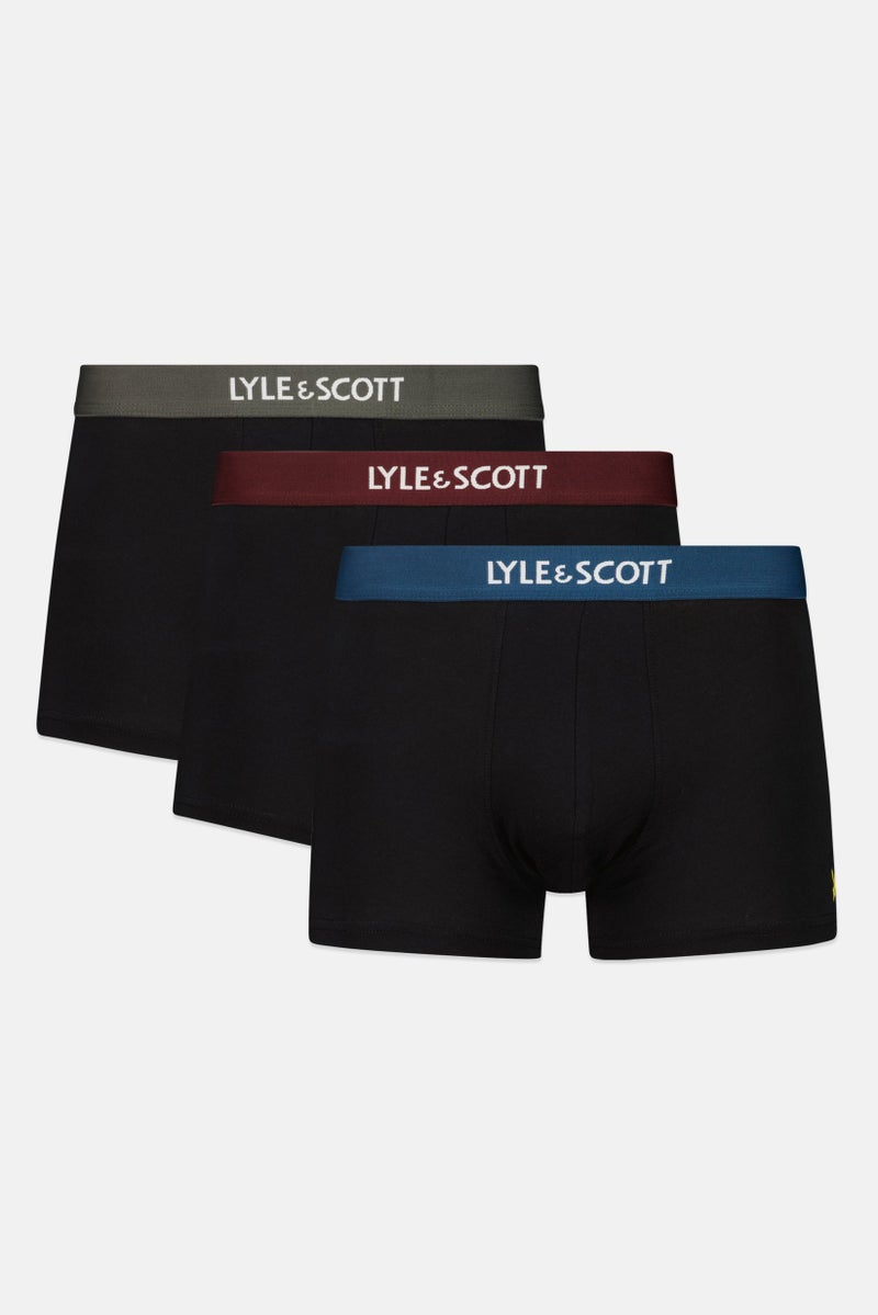 Lyle & Scott Men 3 Pieces Brand Logo Trunks, Black - Image 1