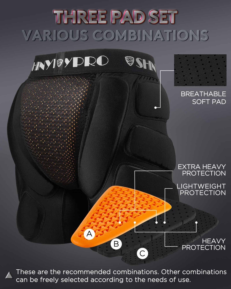 SHINYPRO Protective Padded Shorts for Snowboard and Skate CE Level 2 Butt and Tailbone Heavy Duty Protection - Image 2
