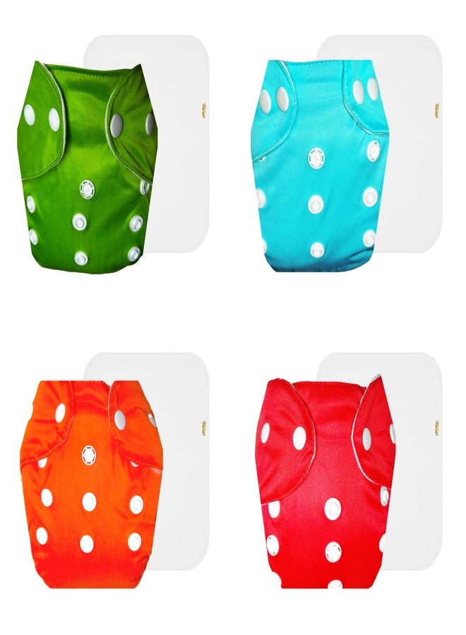 Dumbledo Lite Cloth Diaper with Cotton Insert (Pack of 4) | Hypoallergenic | Breathable | Adjustable Snaps | Everyday Diapering Essential | 3 Months - 2 Years | Unisex Baby - Image 1