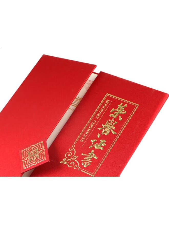 Befon Deyin A4 High-Quality Tri-Fold Honor Certificate Award With Vertical Cover And Inner Pages, For School And Company Recognition Awards, Outstanding Employee Awards, Graduation Certificates, Red, 7298 - Image 1