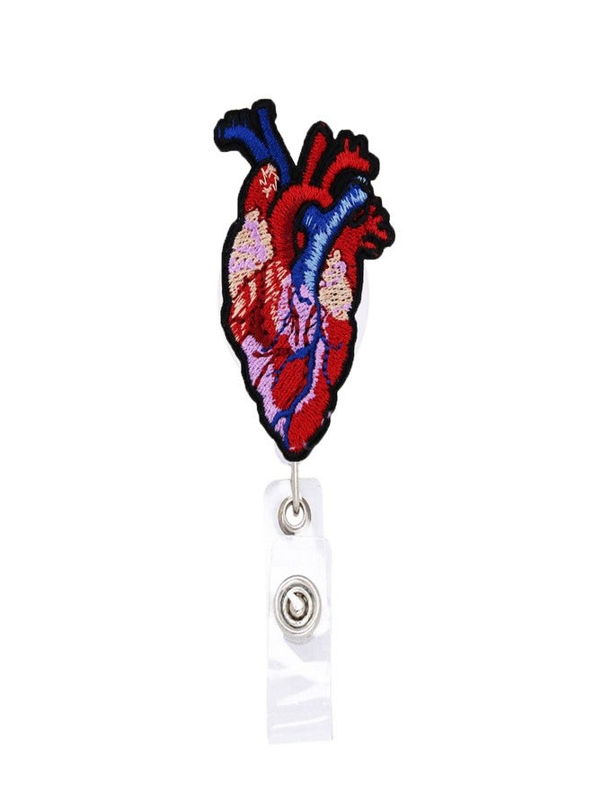 Rockapatch Valentines Day Cardiology Anatomy Heart Retractable Name Card Badge Holder Reel with Alligator Clip, 24 inches Thick Pull Cord - Image 1