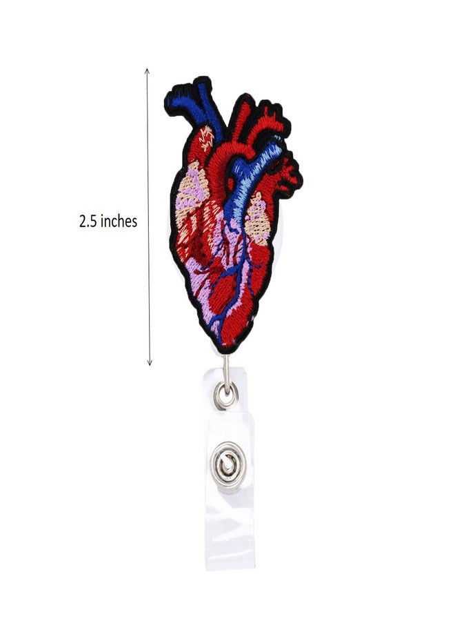 Rockapatch Valentines Day Cardiology Anatomy Heart Retractable Name Card Badge Holder Reel with Alligator Clip, 24 inches Thick Pull Cord - Image 2