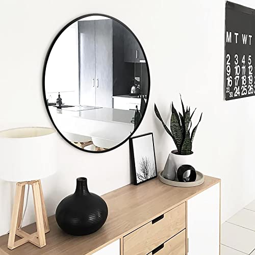 Fabuday Black Circle Mirror for Wall 20 inch - Round Mirrors for Bathroom, Entryway, Living Room, Hallway, Bedroom Decor, Small Matte Framed - Image 4