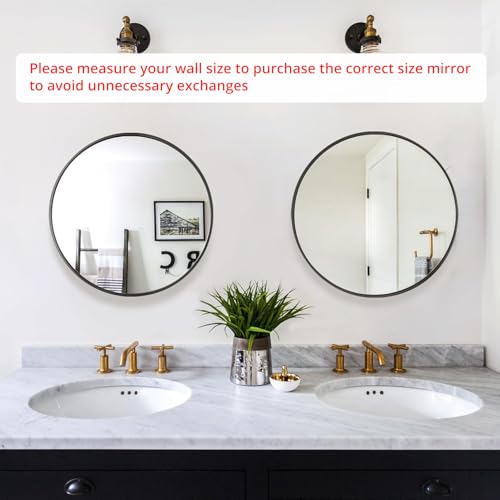 Fabuday Black Circle Mirror for Wall 20 inch - Round Mirrors for Bathroom, Entryway, Living Room, Hallway, Bedroom Decor, Small Matte Framed - Image 2