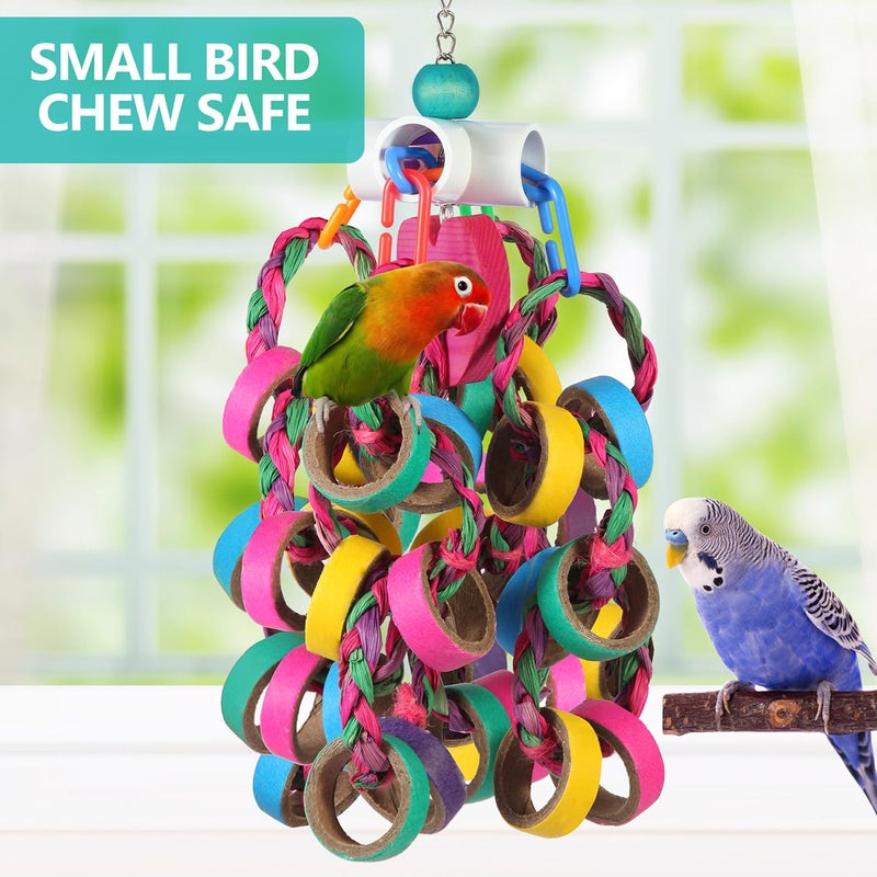 lovyoCoCo Bird Toys Conure Toys,Bird Parrot Foraging Shredder 24 Pcs Colorful Bagel Chewy Rings for Small Parrots Parakeets Conures Cockatiels Love Bird Cage Accessies (W) - Image 4