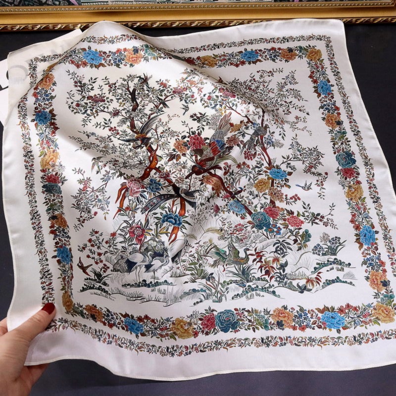 Temperament silk square scarf, elegantly printed 70 silk mulberry silk scarf scarf (27 inches) - Image 3
