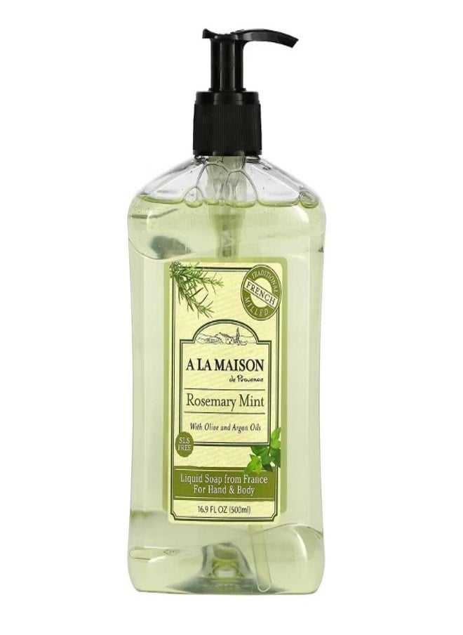 A La Maison De Provence Liquid Soap For Hand Body Rosemary Mint 16.9 fl oz 500 ml  - Image 1